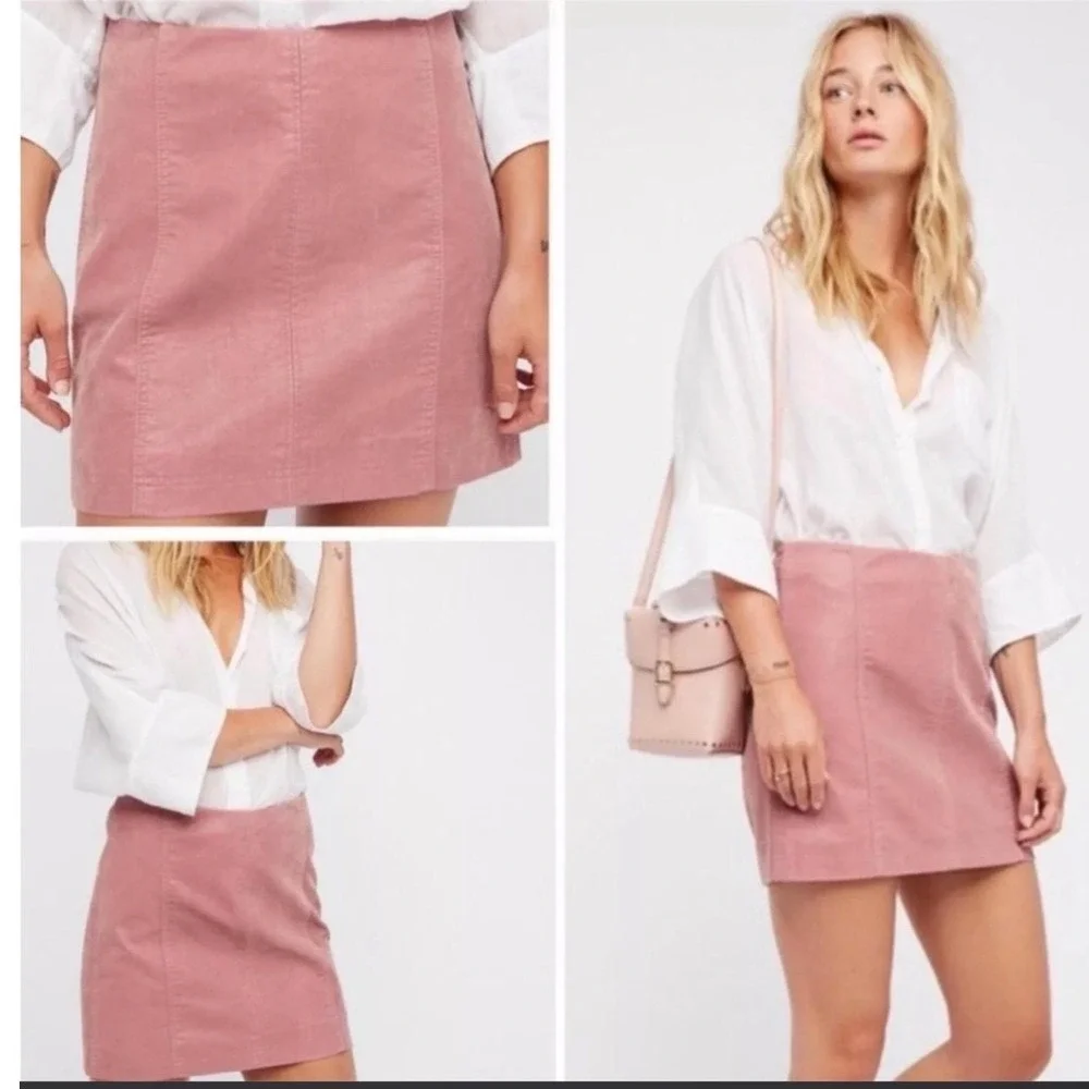 Free People Modern Femme Vegan Leather Mini Skirt Rose Pink Size 0